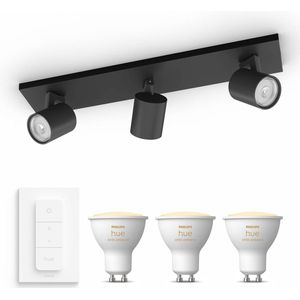 Philips myLiving Runner Opbouwspot met Hue White GU10 & Dimmer - Spotjes Opbouw - Bluetooth - 3 Lichtpunten - Wit