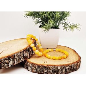 Handgemaakte Klassieke natuurstenen armband “Oranje frosted agaat ” - 10 mm diameter van de korrel- Diameter armband 20 cm - Een mooi cadeau voor familie en vrienden