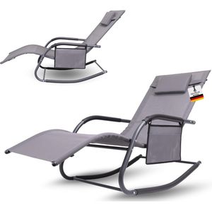 Premium tuinstoel X-FORM | schommelstoel relaxstoel tuinstoel | met hoofdkussen | weerbestendige ergonomische relaxstoel | belastbaar tot 160kg