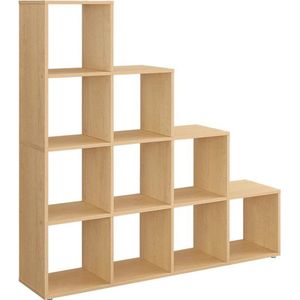 Gran VidaÂ® - Open Vakkenkast - Stijlvol Design - Praktische Opbergruimte - Stevige Constructie - Inclusief Beveiliging - 129,5 cm Hoog - Houtkleurig