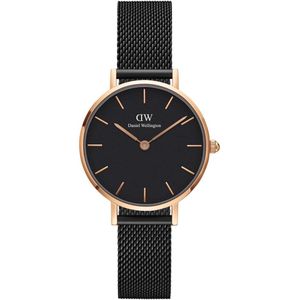 Daniel Wellington Petite Ashfield DW00100245 - Polshorloge - Mesh- Zwart - 28mm