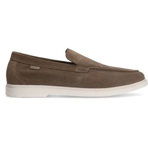 Manfield - Heren - Taupe suède loafers - Maat 46