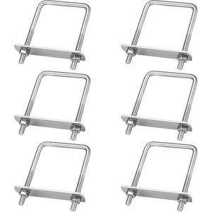 U-schroeven M8 beugelschroeven 304 roestvrij staal - 6 stuks met moeren en frameplaat (100 x 50 mm) voor het slepen van auto's en scheepsreparatie