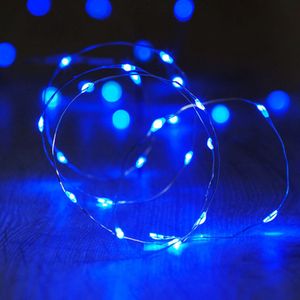 KIMU 2x Led Lampjes Snoer - Blauw 2 meter Lichtsnoer - Verlichting Kleding Lichtjes Haar Hoed Ledlampjes Fiets Snoer Fietslampjes CR2032 Festival