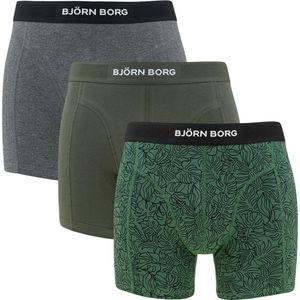 Björn Borg premium cotton stretch 3P boxers basic leaf groen & grijs - XXL