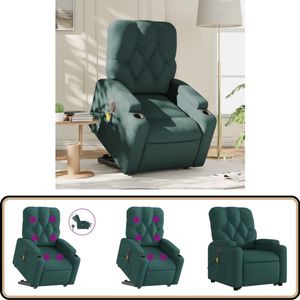 vidaXL Sta-op-massagestoel - Elektrisch - Donkergroen Sta-op-massagestoel - Sta-op-massagestoelen - Massagestoel - Sta-opstoel