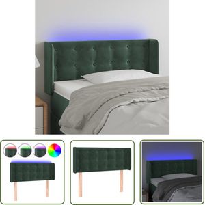 The Living Store Hoofdbord LED 103x16x78/88 cm fluweel donkergroen - Hoofd Bord - Led Hoofdbord - Velvet Hoofdbord - Bedhoofdbord - Hoofdkussen