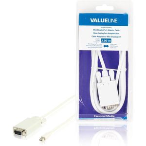 Valueline VLMB37800W20 Mini Displayport-adapterkabel Mini-displayport Mannelijk - Vga Mannelijk Wit 2,00 M