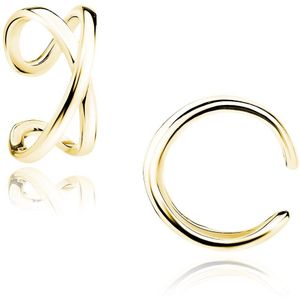 Goldplated earcuff dubbel gekruist - Leuke oorklimmer - Goldplated op 925 sterling zilver