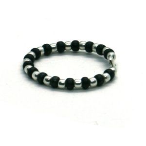Heaven Eleven - dames - ring - 925 zilver - fijn - zwart - 1.5mm - one size fits all