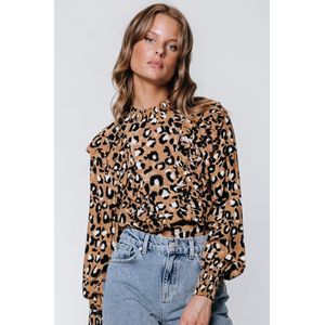Colourful Rebel Bina Leopard Blouse  Leopard Dames - Basic Fit - Viscose - XL