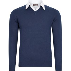 Cappuccino Italia - Heren Trui Mock Pullover - Blauw - Maat XL