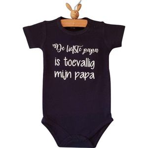 Baby Rompertje met tekst jongen De liefste papa is toevallig mijn papa | korte mouw | blauw| maat  98-104