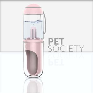PetSociety.nl Drinkfles voor Honden met Duurzaam Filter - 330 ML - BPA vrij - Roze - 100% Lekvrij - Waterfles voor Volwassen Honden en Puppy's  - Wandelen - Voor Onderweg - Hondencadeau
