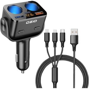 Auto sigarettenaansteker splitter - 24V 12V USB autolader - Autolader adapter - USB-C auto oplader met 5 aansluitingen - 2 USB poorten - omvormer / verdeler - Auto oplader - Snel opladen & universeel - Zwar