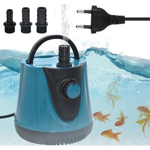 Dompelpomp 25 W 1800 l/u - Mini-waterpomp met schakelaar - 2 sproeiers - Stille aquariumpomp - Fonteinpomp - Tuinen - Aquarium fontein hydrocultuur - Blauw fonteinpomp