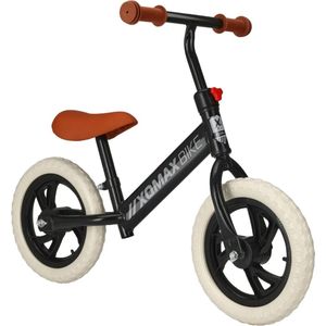 Loopfiets -12 inch - EVA banden -Lekvrij-Slijtvast- Balance Bike- Mat Zwart- Jongens en Meisjes