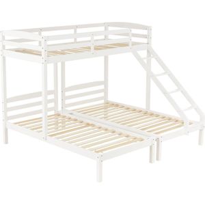 Merax Bed voor 3 Personen 90x200 - Stapelbed met Ladder - Kinderbed - Wit