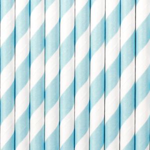 Partydeco Drinkrietjes - papier - 50x - strepen wit/blauw - 19,5 cm - rietjes