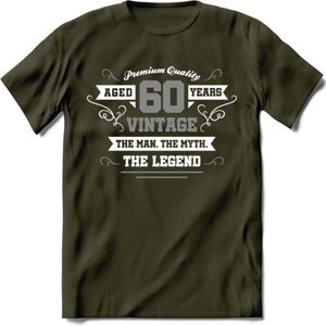 60 Jaar Legend T-Shirt | Zilver - Wit | Grappig Verjaardag en Feest Cadeau | Dames - Heren - Unisex | Kleding Kado | - Leger Groen - L