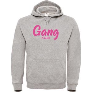 Wintersport hoodie grijs S - Gang is alles - Fluor roze - soBAD. | Foute apres ski outfit | kleding | verkleedkleren | wintersporttruien | wintersport dames en heren