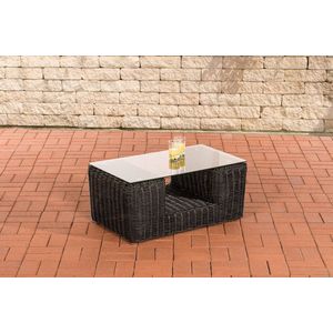 Loungetafel modern - Glastafel - Tuintafel rotan wicker - Eettafel - Buitentafel - Tuinmeubelen - Salontafel - Zwart - 80cm