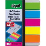 Indexeringsstrookjes Sigel film mini met clip 5 kleuren assorti