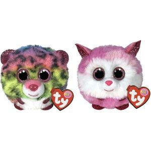 Ty - Knuffel - Teeny Puffies - Dotty Leopard & Princess Husky