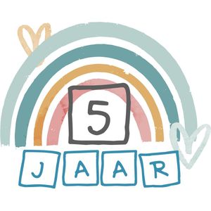32x 5 JAAR - Baby Peuter Kinder Verjaardag Stickers - Leuk Regenboog voor Jongen en of meisje