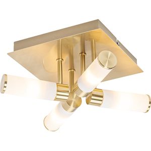 QAZQA bath - Moderne Plafondlamp - 4 lichts - L 23 cm - Goud/messing - Buitenverlichting