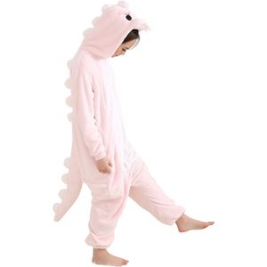 Draak Dino Krokodil (Roze) Onesie Pak Kostuum Outfit Huispak Jumpsuit Verkleedpak - Verkleedkleding - Halloween & Carnaval - SnugSquad - Kinderen & Volwassenen - Unisex - Maat S voor Lichaamslengte (146 - 159 cm)