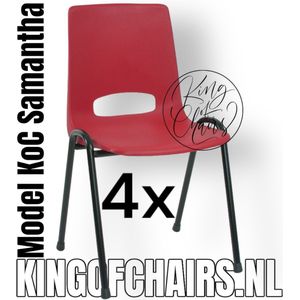 King of Chairs -Set van 4- Model KoC Samantha rood met zwart onderstel. Stapelstoel kuipstoel vergaderstoel tuinstoel kantine stoel stapel stoel kantinestoelen stapelstoelen kuipstoelen arenastoel De Valk 3320 bistrostoel schoolstoel bezoekersstoel