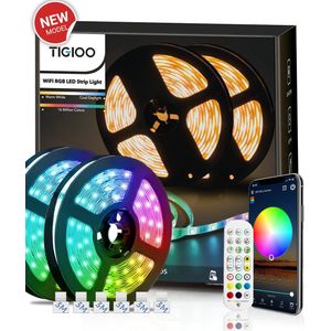 TIGIOO LED strip 5 meter - Wifi Lichtstrip met 16 kleuren - dimbaar - incl. App & Afstandsbediening - Zelfklevend