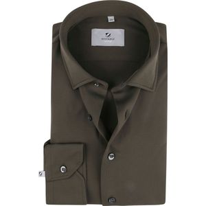 Suitable - Overhemd Tech Stretch Donkergroen - Heren - Maat 38 - Slim-fit