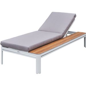 AXI Kira Ligbed met tafel Wit/grijs – Gepoedercoat aluminium frame – Rugleuning met 5 standen - Textileen liggedeelte - 200x75cm
