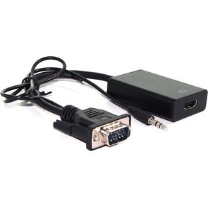 VGA + 3,5mm Jack (m) naar HDMI adapter met HDCP - voeding via Micro USB / zwart - 0,15 meter