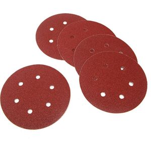 ***10-delige set 150 mm K 60 Schuurschijven met handig Klittenband en Gaten - Klussen Schuren Schuurmachine - van Heble® ***