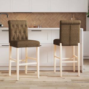 vidaXL Barstoelen - Set van 2 - Taupe - Massief Hout