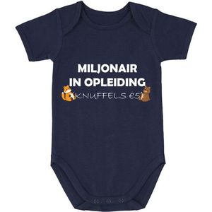 Miljonair in Opleiding Knuffels 5 euro Baby Romper Blauw | Rompertje | Jongen | Vader | Kind | Lief | Geboorte | Kindje