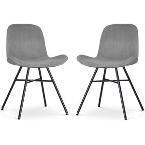 Nolon Noa-Fé Eetkamerstoelen Set van 2 Velvet Grijs - Stof - Zwart Onderstel - Modern