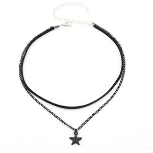 WiseGoods Luxe Ster Choker Ketting Dames - Gothic & Punk Design - Kettingen - Sieraad Cadeau - Sieraden - Kleding Accessoires 40CM