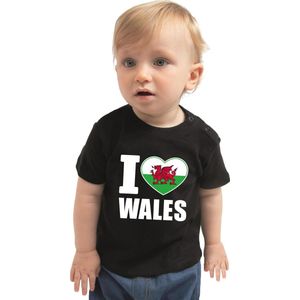 I love Wales baby shirt zwart jongens en meisjes - Kraamcadeau - Babykleding - Wales landen t-shirt 68