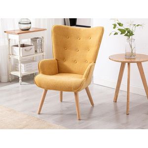 Vente-unique Fauteuil van stof VATELY - Mosterdgeel L 69 cm x H 95.5 cm x D 78 cm