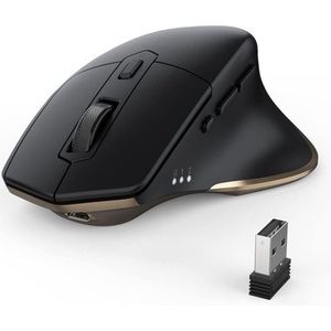 StayPowered Ergonomische Bluetooth Muis - Naadloos Schakelen tussen 3 Apparaten - Ergonomisch Ontwerp - 5 Instelbare DPI-instellingen - USB C Oplaadbaar - Stille Bediening - Horizontale Scrollfunctie - Zwart - Levering Sneller dan Aangegeven!