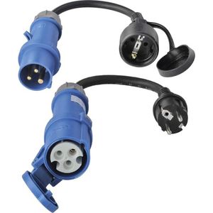 2 x adapterkabel CEE - 3 m - zwart - 230 V - 16 A - 3-polig
