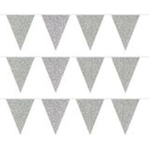 Zilveren Vlaggenlijn Glitter -  - 6 Meter - Feest - Party - Jarig - Decoratie