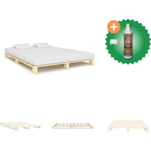 vidaXL Bedframe pallet massief grenenhout 140x200 cm - Bed - Inclusief Houtreiniger en verfrisser