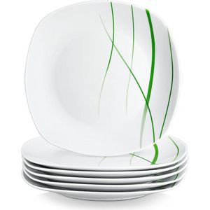 Porseleinen platte borden 6-delige set diameter 24,7 cm aanvulling op het tafelservies dinerborden voor 6 personen VCW-AV6DP borden set