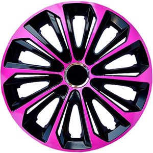 NRM - wieldoppen 15"" - zwart met roze - set van 4 stuks - ABS / Duurzaam / Resistant