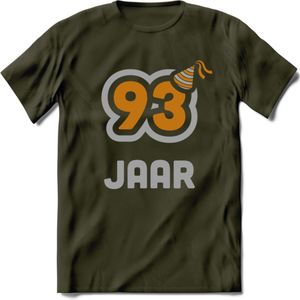 93 Jaar Feest T-Shirt | Goud - Zilver | Grappig Verjaardag Cadeau Shirt | Dames - Heren - Unisex | Tshirt Kleding Kado | - Leger Groen - L